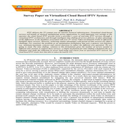 Survey paper on Virtualized cloud based IPTV System