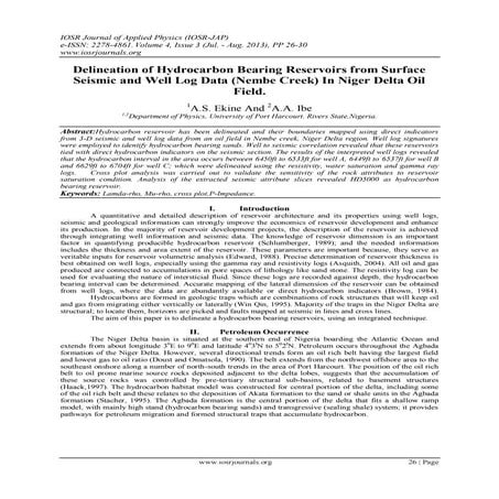 Delineation of Hydrocarbon Bearing Reservoirs from Surface Seismic and Well L...