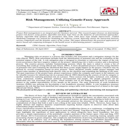 Risk Management; Utilizing Genetic-Fuzzy Approach