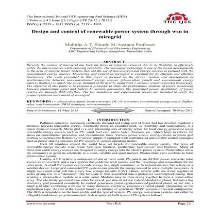 Design and control of renewable power system through wsn in mirogrid
