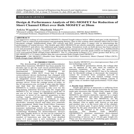 Design & Performance Analysis of DG-MOSFET for Reduction of Short Channel Eff...