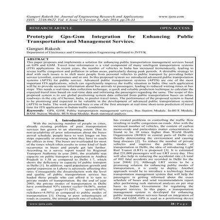 Prototypic Gps-Gsm Integration for Enhancing Public Transportation and Manage...