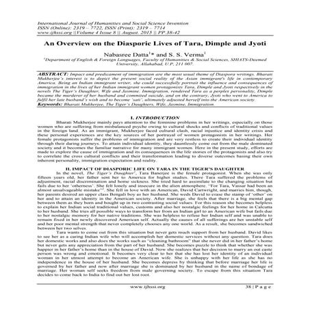 An Overview on the Diasporic Lives of Tara, Dimple and Jyoti