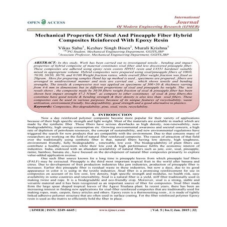 Mechanical Properties Of Sisal And Pineapple Fiber Hybrid Composites Reinforc...