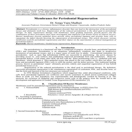 Membranes for Periodontal Regeneration