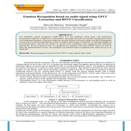Emotion Recognition based on audio signal using GFCC Extraction and BPNN Clas...