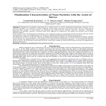 Fluidization Characteristics of Nano Particles with the Assist of Stirrer