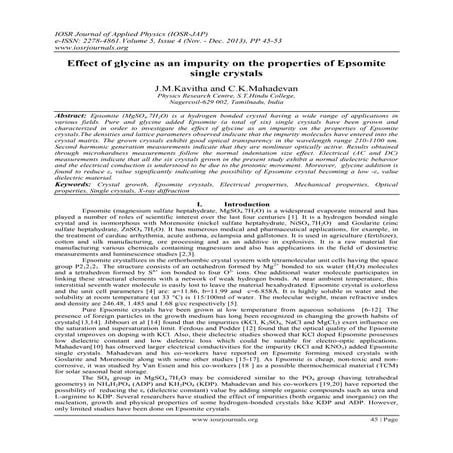 Effect of glycine as an impurity on the properties of Epsomite single crystals