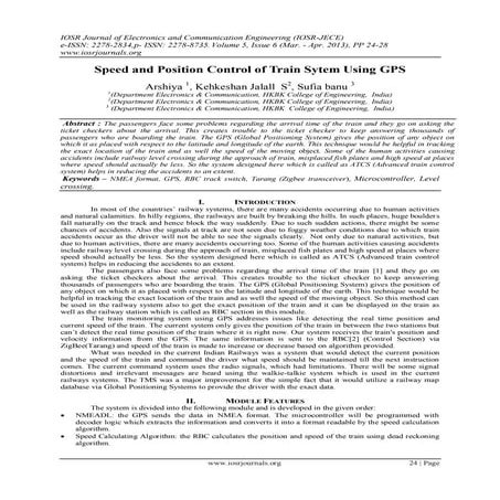 Speed and Position Control of Train Sytem Using GPS