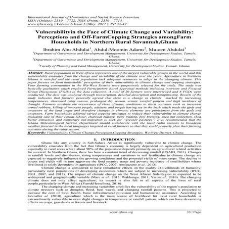 Vulnerabilityin the Face of Climate Change and Variability: Perceptions and O...