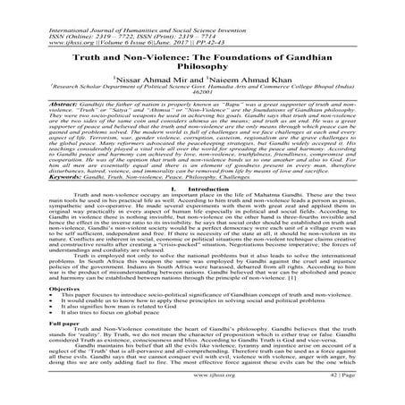 Truth and Non-Violence: The Foundations of Gandhian Philosophy | PDF