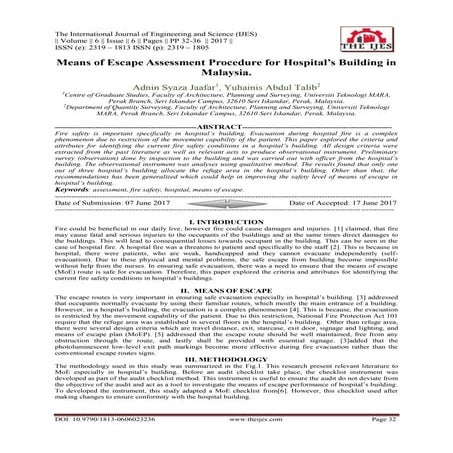 Means of Escape Assessment Procedure for Hospital’s Building in Malaysia