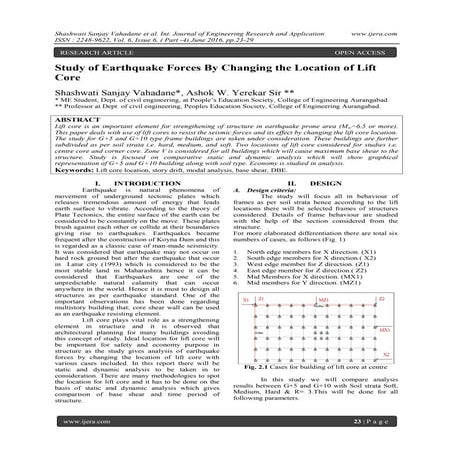 Study of Earthquake Forces By Changing the Location of Lift Core