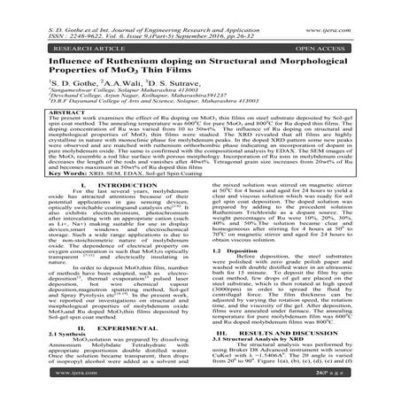 Influence of Ruthenium doping on Structural and Morphological Properties of M...
