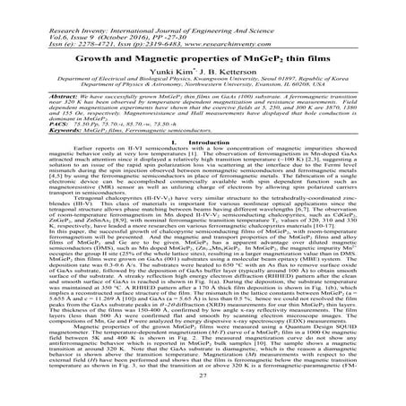 Growth and Magnetic properties of MnGeP2 thin films
