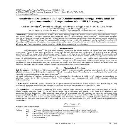 Analytical Determination of Antihestamine drugs Pure and its pharmaceutical P...