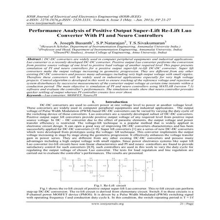 Performance Analysis of Positive Output Super-Lift Re-Lift Luo Converter With...