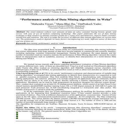 Performance analysis of Data Mining algorithms in Weka