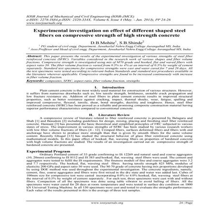 Experimental investigation on effect of different shaped steel fibers on comp...