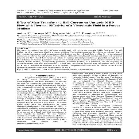 Effect of Mass Transfer and Hall Current on Unsteady MHD Flow with Thermal Di...