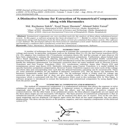 A Distinctive Scheme for Extraction of Symmetrical Components along with Harm...