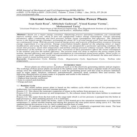 Thermal Analysis of Steam Turbine Power Plants