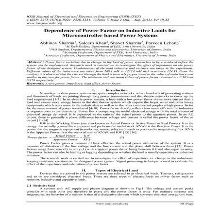 Dependence of Power Factor on Inductive Loads for Microcontroller based Power...