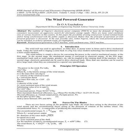 The Wind Powered Generator