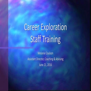 Career Exploration Staff Training