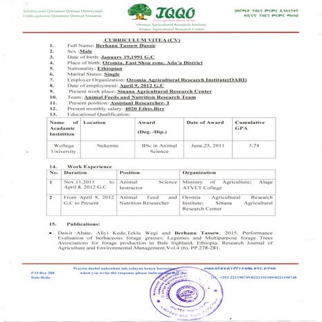 Berhanu CV scanned | PDF