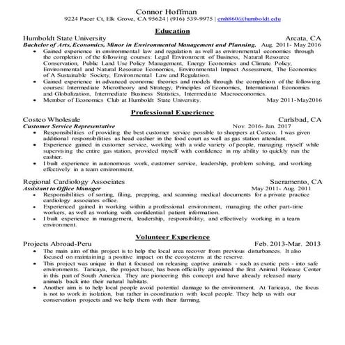 Entry-level Environmental Scientist Resume | DOCX