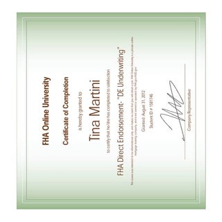 FHA DE Certificate - UW TINA
