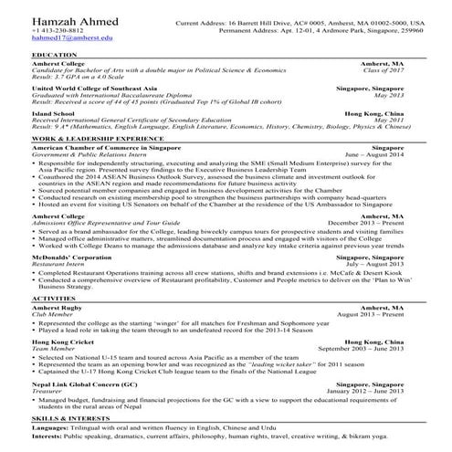 Hamzah Ahmed - Resume