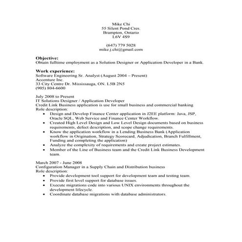 Mike Chi - Resume November 2014