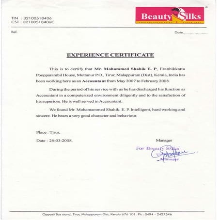 6 - Beauty Silks - Accountant Certificate