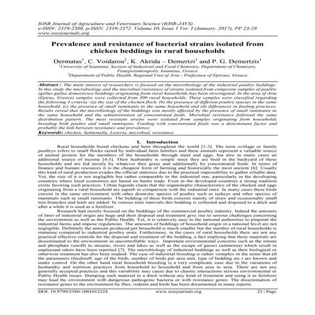 Prevalence and resistance of bacterial strains isolated from chicken beddings...