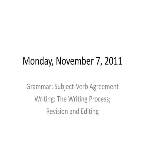 SUBJECT VERB-AGREEMENT THE KEY TO CLEAR SENTENCES .pptx