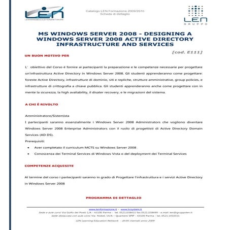 MS windows server 2008 - Designing a windows server 2008 active directory inf...