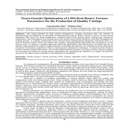 Neuro-Genetic Optimization of LDO-fired Rotary Furnace Parameters for the Pro...