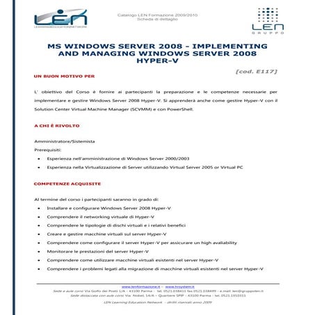 MS windows server 2008 - Implementing and managing windows server 2008 hyper ...