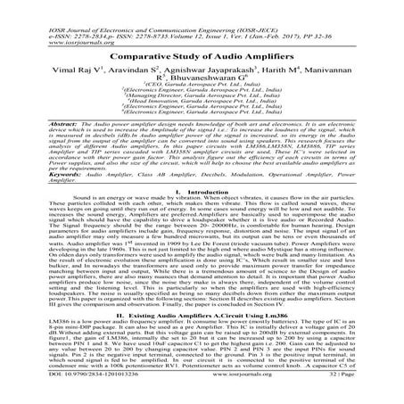 Comparative Study of Audio Amplifiers | PDF