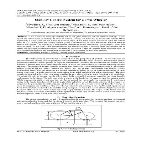 Stability Control System for a Two-Wheeler