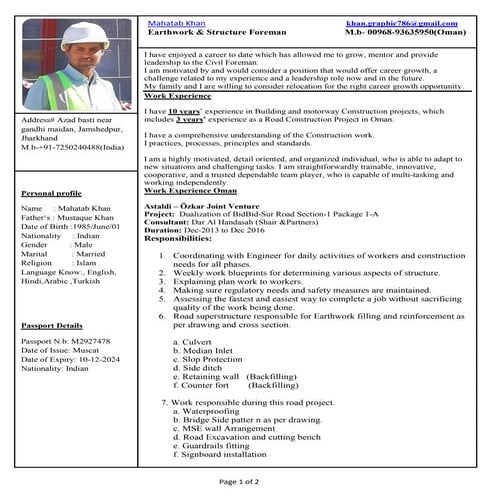 Mahtab khan civil foreman