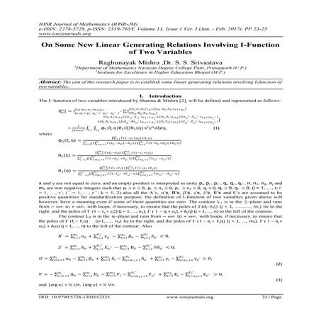 On Some New Linear Generating Relations Involving I-Function of Two Variables