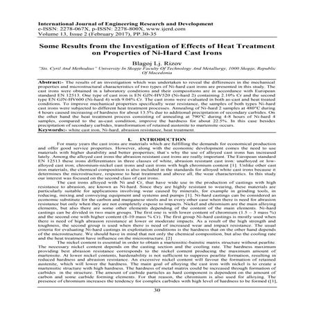 Some Results from the Investigation of Effects of Heat Treatment on ...