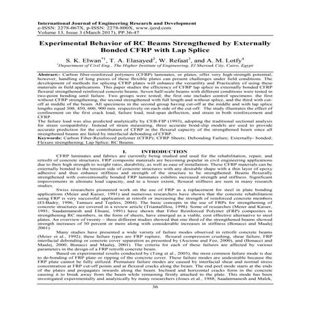 Experimental Behavior of RC Beams Strengthened by Externally Bonded CFRP with...