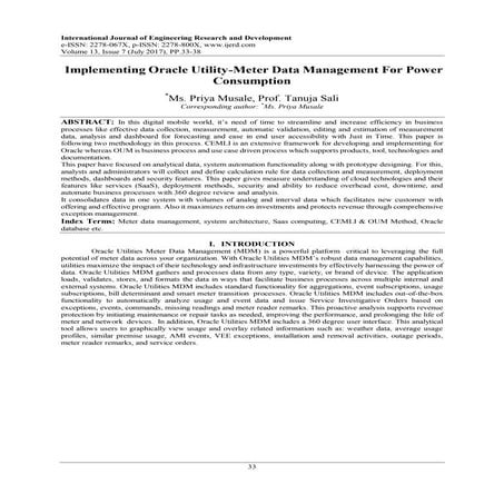Implementing Oracle Utility-Meter Data Management For Power Consumption