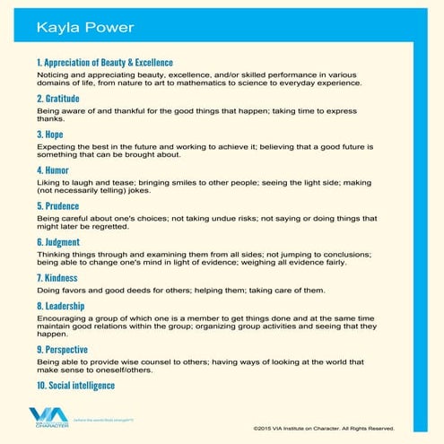 The via® classification of character strengths | PPTX