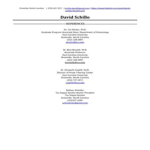 Schillo, David - References | DOCX | Education