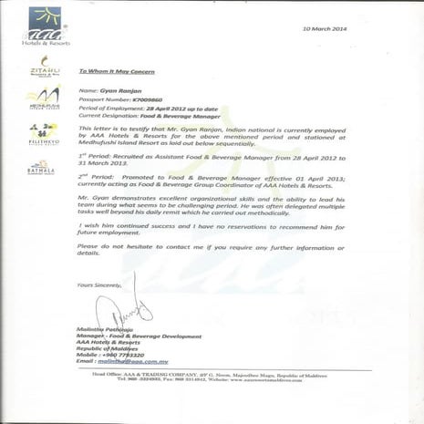 Reference Letter from AAA | PDF